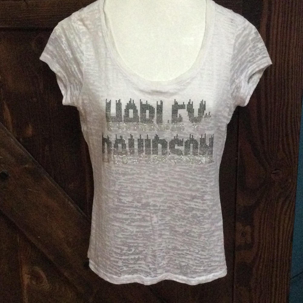 Harley Davidson Bling rhinestone burn out tee - Picture 1 of 4